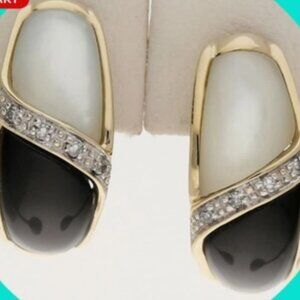 Diamond Onyx & Mother of Pearl  Earrings
